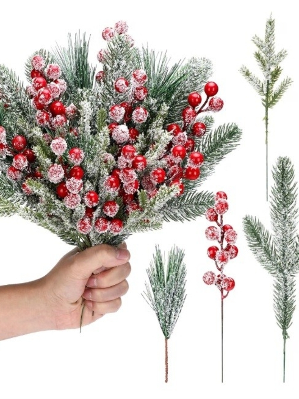 Festive Red Berry & Pine Spray - Holiday Decoration. 80 Pieces. NWT.